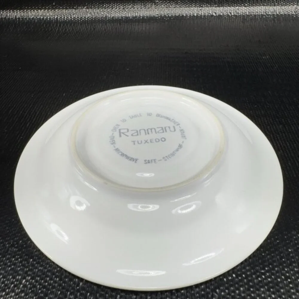 Ranmaru Tuxedo Japan Ceramic Stoneware Teacup And Saucer Set Black Red White VTG